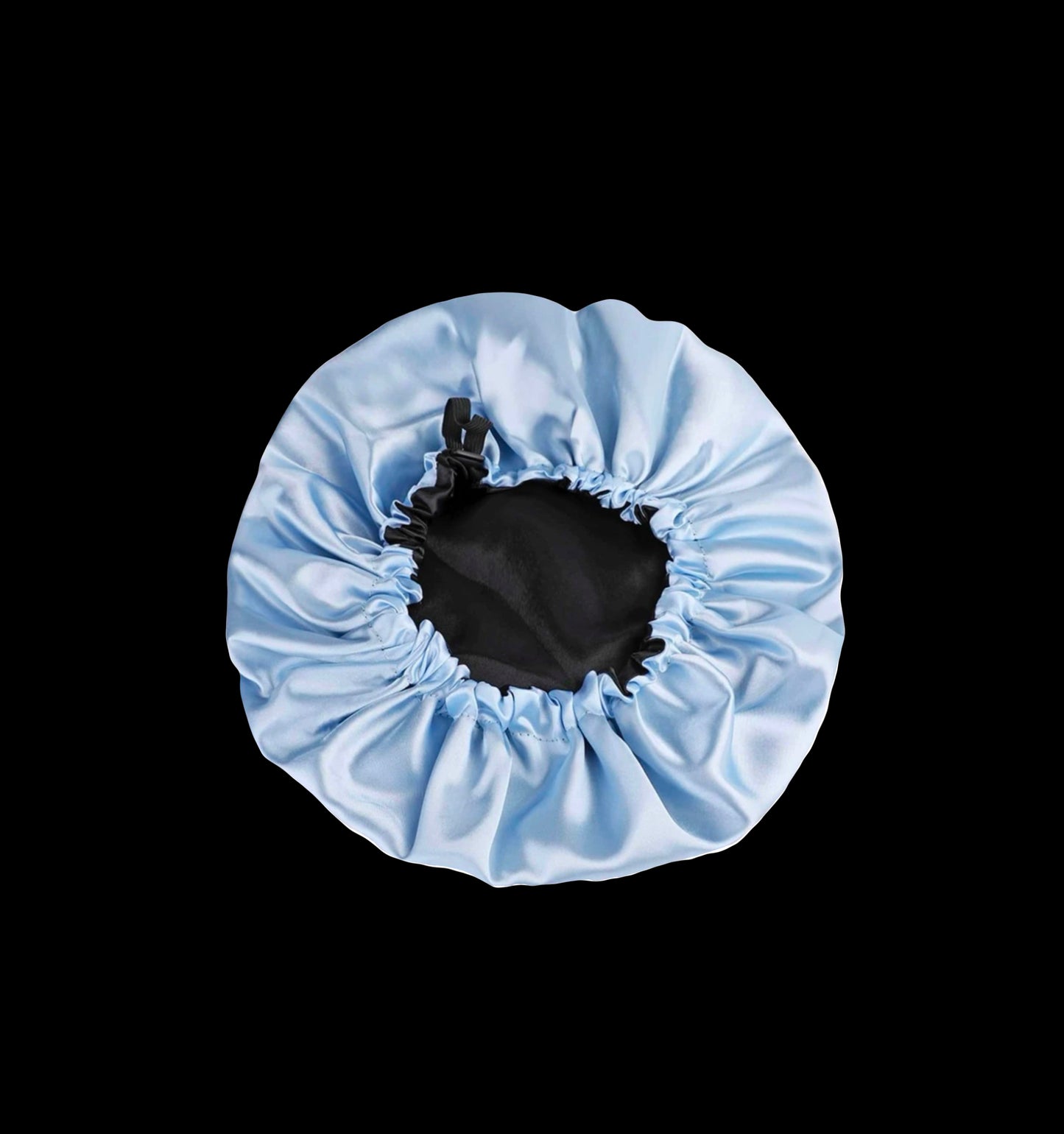 Double layer Sky blue reversible satin bonnet with drawstring